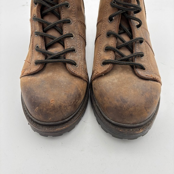J Crew Brown Leather Lace Up Ankle Boots Mens 9.5 D Block Heel Lug Sole Workwear main image 10